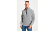 Erkek Dik Yaka Yarım Fermuarlı 3 İplik Pamuklu Sweatshirt - Gri Erkek Dik Yaka Yarım Fermuarlı 3 İplik Pamuklu Sweatshirt - Gri
