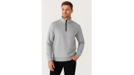 Erkek Dik Yaka Yarım Fermuarlı 3 İplik Pamuklu Sweatshirt - Gri Erkek Dik Yaka Yarım Fermuarlı 3 İplik Pamuklu Sweatshirt - Gri
