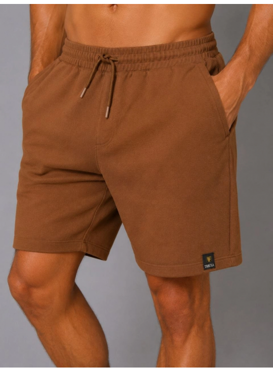 Erkek Dokuma Kumaş Cepli Bağcıklı Regular Fit Yazlık Şort - Kahverengi Erkek Dokuma Kumaş Cepli Bağcıklı Regular Fit Yazlık Şort - Kahverengi