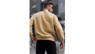 Erkek Düz Bisiklet Yaka 3 iplik pamuklu Sweatshirt - Bej Erkek Düz Bisiklet Yaka 3 iplik pamuklu Sweatshirt - Bej