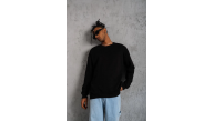 Erkek Bisiklet Yaka Baskılı 3 İplik Pamuklu Sweatshirt - Siyah Erkek Bisiklet Yaka Baskılı 3 İplik Pamuklu Sweatshirt - Siyah