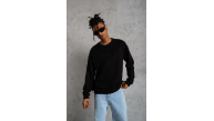 Erkek Bisiklet Yaka Baskılı 3 İplik Pamuklu Sweatshirt - Siyah Erkek Bisiklet Yaka Baskılı 3 İplik Pamuklu Sweatshirt - Siyah