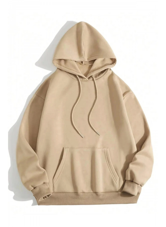 Erkek 3 İplik Pamuklu Kapüşonlu Kanguru Cepli Sweatshirt Hoodie - Bej Erkek 3 İplik Pamuklu Kapüşonlu Kanguru Cepli Sweatshirt Hoodie - Bej