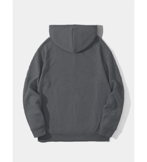 Erkek 3 İplik Pamuklu Kapüşonlu Kanguru Cepli Sweatshirt Hoodie -  Füme
