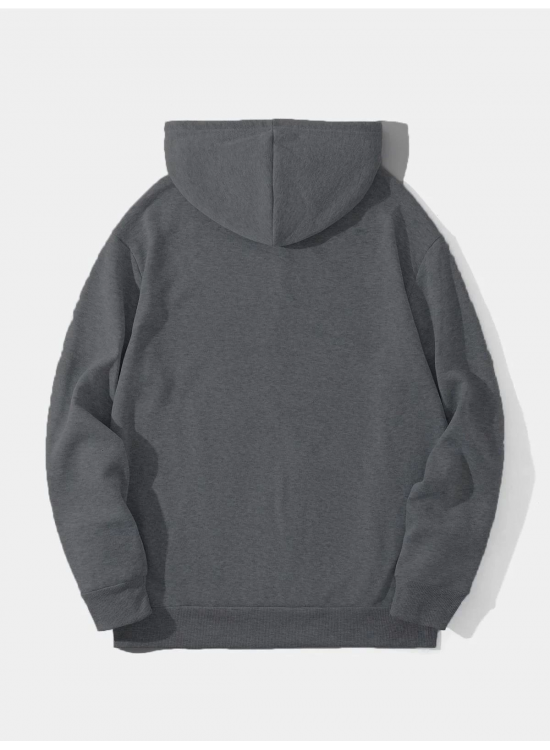 Erkek 3 İplik Pamuklu Kapüşonlu Kanguru Cepli Sweatshirt Hoodie - Füme Erkek 3 İplik Pamuklu Kapüşonlu Kanguru Cepli Sweatshirt Hoodie - Füme