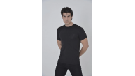 Erkek File Çepli  T-Shirt Kısa Kol Bisiklet Yaka Slimfit Tişört - Siyah