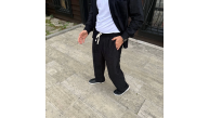 Erkek Fitilli Kadife Cepli Buggy Pantolon Oversize Rahat Kalıp - Siyah Erkek Fitilli Kadife Cepli Buggy Pantolon Oversize Rahat Kalıp - Siyah