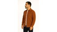 Erkek Fitilli Kadife Cepli Gömlek Oversize Rahat Kalıp - Kahverengi