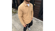 Erkek Fitilli Polar Sweatshirt Düğmesiz Yaka Oversize - Bej Erkek Fitilli Polar Sweatshirt Düğmesiz Yaka Oversize - Bej