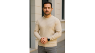 Erkek Fitilli Triko Kazak 2’li Set Bej Beyaz Kalın Dokuma Pamuklu Regular Fit Bisiklet Erkek Fitilli Triko Kazak 2’li Set Bej Beyaz Kalın Dokuma Pamuklu Regular Fit Bisiklet