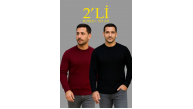 Erkek Fitilli Triko Kazak 2’li Set Siyah Bordo Kalın Dokuma Pamuklu Regular Fit Bisiklet Erkek Fitilli Triko Kazak 2’li Set Siyah Bordo Kalın Dokuma Pamuklu Regular Fit Bisiklet