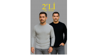 Erkek Fitilli Triko Kazak 2’li Set Siyah Gri Kalın Dokuma Pamuklu Regular Fit Bisiklet Erkek Fitilli Triko Kazak 2’li Set Siyah Gri Kalın Dokuma Pamuklu Regular Fit Bisiklet