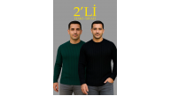 Erkek Fitilli Triko Kazak 2’li Set Siyah Haki Kalın Dokuma Pamuklu Regular Fit Bisiklet Erkek Fitilli Triko Kazak 2’li Set Siyah Haki Kalın Dokuma Pamuklu Regular Fit Bisiklet