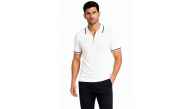 Erkek Fitilli Triko T-shirt Polo Yaka Yarım Fermuarlı Kısa Kollu Tişört - Beyaz Erkek Fitilli Triko T-shirt Polo Yaka Yarım Fermuarlı Kısa Kollu Tişört - Beyaz
