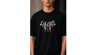 Erkek Gotik Yazı Baskılı Oversize Bisiklet Yaka T-Shirt - Siyah Erkek Gotik Yazı Baskılı Oversize Bisiklet Yaka T-Shirt - Siyah