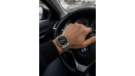Erkek Gümüş Renk Metal Kordon Analog Kol Saati Siyah Kadran Takvim Göstergeli - Gümüş