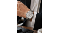 Erkek Gümüş Renk Metal Kordon Analog Kol Saati Takvim Göstergeli Beyaz Kadran - Gümüş