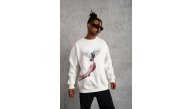 Erkek Güvercin Baskılı 3 iplik pamuklu Bisiklet Yaka Sweatshirt - Beyaz Erkek Güvercin Baskılı 3 iplik pamuklu Bisiklet Yaka Sweatshirt - Beyaz