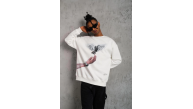 Erkek Güvercin Baskılı 3 iplik pamuklu Bisiklet Yaka Sweatshirt - Beyaz Erkek Güvercin Baskılı 3 iplik pamuklu Bisiklet Yaka Sweatshirt - Beyaz
