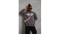 Erkek Güvercin Baskılı 3 iplik pamuklu Bisiklet Yaka Sweatshirt - Gri Erkek Güvercin Baskılı 3 iplik pamuklu Bisiklet Yaka Sweatshirt - Gri