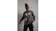 Erkek Güvercin Baskılı 3 iplik pamuklu Bisiklet Yaka Sweatshirt - Gri Erkek Güvercin Baskılı 3 iplik pamuklu Bisiklet Yaka Sweatshirt - Gri