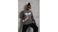 Erkek Güvercin Baskılı 3 iplik pamuklu Bisiklet Yaka Sweatshirt - Gri Erkek Güvercin Baskılı 3 iplik pamuklu Bisiklet Yaka Sweatshirt - Gri