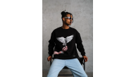 Erkek Güvercin Baskılı 3 iplik Bisiklet Yaka ipamuklu Sweatshirt - Siyah Erkek Güvercin Baskılı 3 iplik Bisiklet Yaka ipamuklu Sweatshirt - Siyah