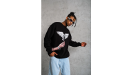 Erkek Güvercin Baskılı 3 iplik Bisiklet Yaka ipamuklu Sweatshirt - Siyah Erkek Güvercin Baskılı 3 iplik Bisiklet Yaka ipamuklu Sweatshirt - Siyah