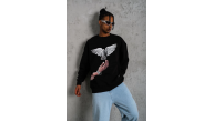 Erkek Güvercin Baskılı 3 iplik Bisiklet Yaka ipamuklu Sweatshirt - Siyah Erkek Güvercin Baskılı 3 iplik Bisiklet Yaka ipamuklu Sweatshirt - Siyah