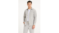 Erkek Kadife Oversize Takım Gömlek Pantolon İkili Set - Gri
