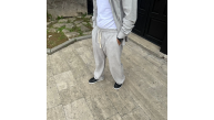 Erkek Kadife Oversize Takım Gömlek Pantolon İkili Set - Gri