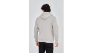 Erkek 3 İplik Pamuklu Fermuarlı Kapüşonlu Kanguru Cepli Baskılı Hoodie Hırka Sweatshirt - Boyalı Gri