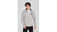 Erkek 3 İplik Pamuklu Fermuarlı Kapüşonlu Kanguru Cepli Baskılı Hoodie Hırka Sweatshirt - Boyalı Gri