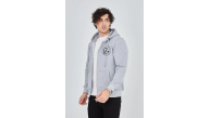 Erkek 3 İplik Pamuklu Fermuarlı Kapüşonlu Kanguru Cepli Baskılı Hoodie Hırka Sweatshirt -Gri Erkek 3 İplik Pamuklu Fermuarlı Kapüşonlu Kanguru Cepli Baskılı Hoodie Hırka Sweatshirt -Gri