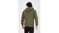 Erkek 3 İplik Pamuklu Fermuarlı Kapüşonlu Kanguru Cepli Baskılı Hoodie Hırka Sweatshirt - Yeşil