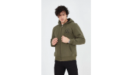 Erkek 3 İplik Pamuklu Fermuarlı Kapüşonlu Kanguru Cepli Baskılı Hoodie Hırka Sweatshirt - Yeşil