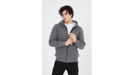Erkek 3 İplik Pamuklu Fermuarlı Kapüşonlu Kanguru Cepli Hoodie Hırka Sweatshirt - Füme Erkek 3 İplik Pamuklu Fermuarlı Kapüşonlu Kanguru Cepli Hoodie Hırka Sweatshirt - Füme