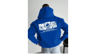 Erkek Baskılı Kapüşonlu Cepli Hoodie 3 İplik Pamuklu Sweatshirt - Saks Mavisi Erkek Baskılı Kapüşonlu Cepli Hoodie 3 İplik Pamuklu Sweatshirt - Saks Mavisi