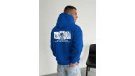 Erkek Baskılı Kapüşonlu Cepli Hoodie 3 İplik Pamuklu Sweatshirt - Saks Mavisi Erkek Baskılı Kapüşonlu Cepli Hoodie 3 İplik Pamuklu Sweatshirt - Saks Mavisi