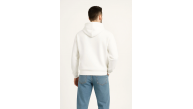 Erkek Kapüşonlu 3 İplik Şardonlu Önü Baskılı Fermuarlı Oversize Sweatshirt - Beyaz Erkek Kapüşonlu 3 İplik Şardonlu Önü Baskılı Fermuarlı Oversize Sweatshirt - Beyaz