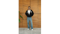 Erkek Kapüşonlu 3 İplik Şardonlu Önü Baskılı Fermuarlı Oversize Sweatshirt - Siyah Erkek Kapüşonlu 3 İplik Şardonlu Önü Baskılı Fermuarlı Oversize Sweatshirt - Siyah