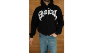 Erkek Kapüşonlu 3 İplik Şardonlu Önü Baskılı Fermuarlı Oversize Sweatshirt - Siyah Erkek Kapüşonlu 3 İplik Şardonlu Önü Baskılı Fermuarlı Oversize Sweatshirt - Siyah