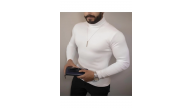 Erkek Kaşkorse Boğazlı Full Likralı Fitilli Body Kazak - Beyaz Erkek Kaşkorse Boğazlı Full Likralı Fitilli Body Kazak - Beyaz