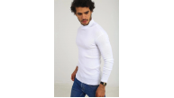 Erkek Kaşkorse Boğazlı Full Likralı Fitilli Body Kazak - Beyaz Erkek Kaşkorse Boğazlı Full Likralı Fitilli Body Kazak - Beyaz