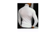 Erkek Kaşkorse Boğazlı Full Likralı Fitilli Body Kazak - Beyaz Erkek Kaşkorse Boğazlı Full Likralı Fitilli Body Kazak - Beyaz