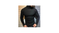 Erkek Kaşkorse Boğazlı Full Likralı Fitilli Body Kazak - Siyah