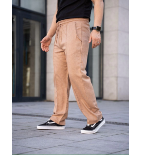 Erkek Keten Cepli Çıma Dikişli jogger Buggy Pantalon Rahat kalıp - Kahverengi