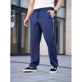 Erkek Keten Cepli Çıma Dikişli jogger Buggy Pantalon Rahat kalıp - Lacivert