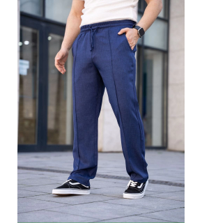 Erkek Keten Cepli Çıma Dikişli jogger Buggy Pantalon Rahat kalıp - Lacivert