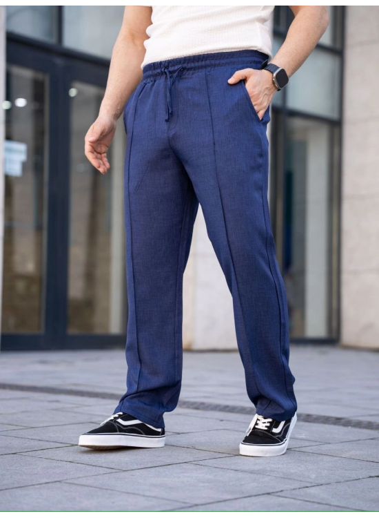 Erkek Keten Cepli Çıma Dikişli jogger Buggy Pantalon Rahat kalıp - Lacivert Erkek Keten Cepli Çıma Dikişli jogger Buggy Pantalon Rahat kalıp - Lacivert
